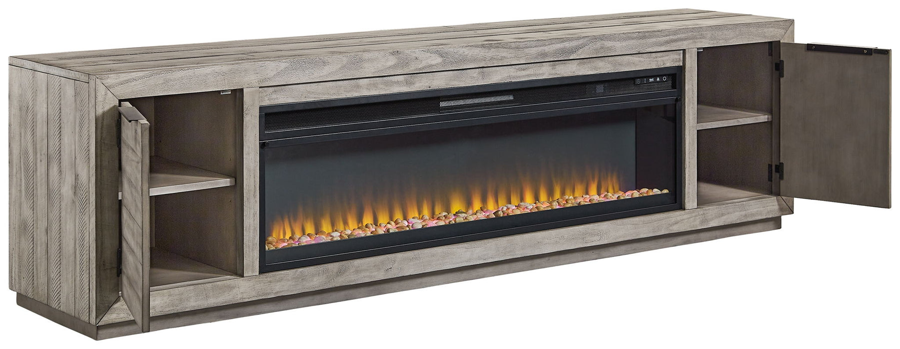 Naydell - 92" TV Stand With Wide Fireplace Insert - Gray – Fireplace TV Stands by Signature Design by Ashley® at Furniture Wholesale Plus , Nashville furniture store
