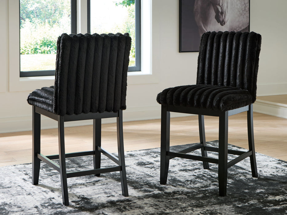 Mervannie - Upholstered Barstool (Set of 2) - Black – Stool Sets by Signature Design by Ashley® at Furniture Wholesale Plus , Nashville furniture store