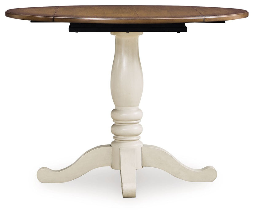 Wirloni - Round Dining Room Drop Leaf Table - Antique White / Brown – Dining Tables by Signature Design by Ashley® at Furniture Wholesale Plus , Nashville furniture store
