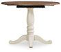Wirloni - Round Dining Room Drop Leaf Table - Antique White / Brown – Dining Tables by Signature Design by Ashley® at Furniture Wholesale Plus , Nashville furniture store