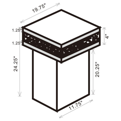 Elora - Square Mirrored Accent Side Table - Silver – Side Tables by CoasterElevations at Furniture Wholesale Plus , Nashville furniture store