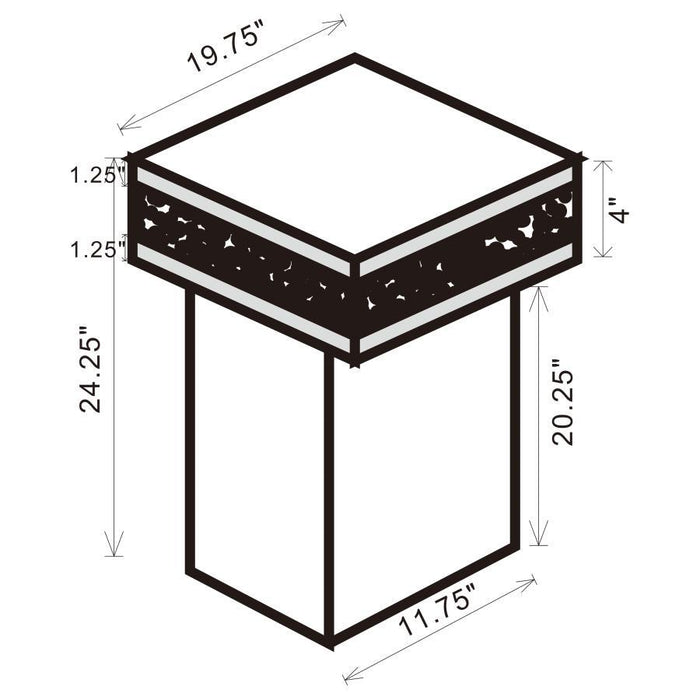 Elora - Square Mirrored Accent Side Table - Silver – Side Tables by CoasterElevations at Furniture Wholesale Plus , Nashville furniture store