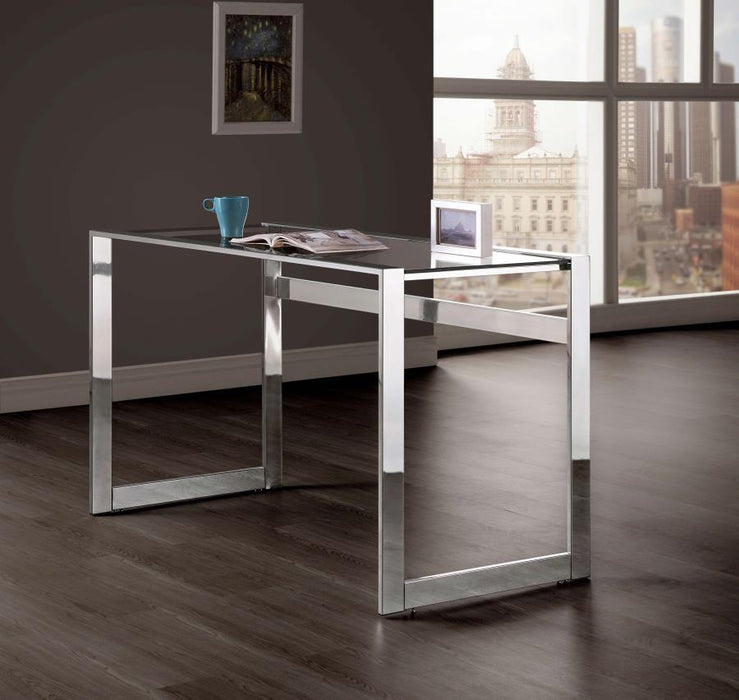 Hartford - Glass Top Writing Desk - Chrome – Writing Desks by CoasterEssence at Furniture Wholesale Plus , Nashville furniture store