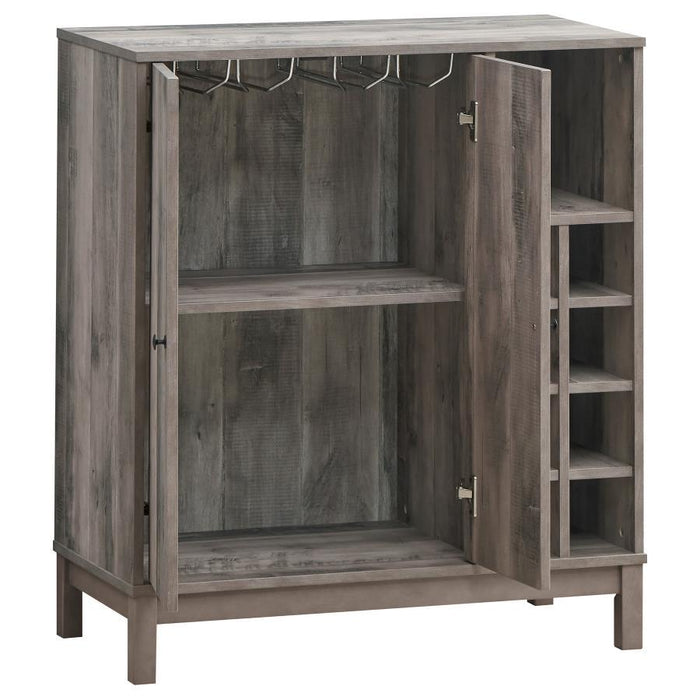 Cheyenne - 2 Door Home Bar Wine Cabinet - Weathered Acacia – Wine Cabinets by CoasterEveryday at Furniture Wholesale Plus , Nashville furniture store