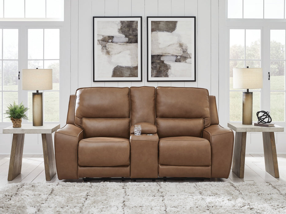DeepWakes - Power Reclining Loveseat / Console / Adjustable Headrest - Caramel – Reclining Loveseats by Signature Design by Ashley® at Furniture Wholesale Plus , Nashville furniture store