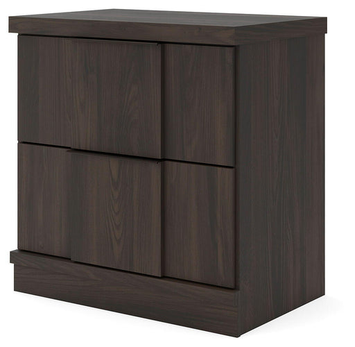 Shaehartin - Two Drawer Night Stand - Dark Brown – Nightstands w/ Charging Stations by Signature Design by Ashley® at Furniture Wholesale Plus , Nashville furniture store