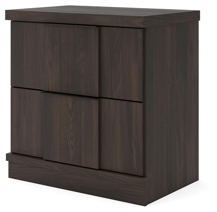 Shaehartin - Two Drawer Night Stand - Dark Brown – Nightstands w/ Charging Stations by Signature Design by Ashley® at Furniture Wholesale Plus , Nashville furniture store