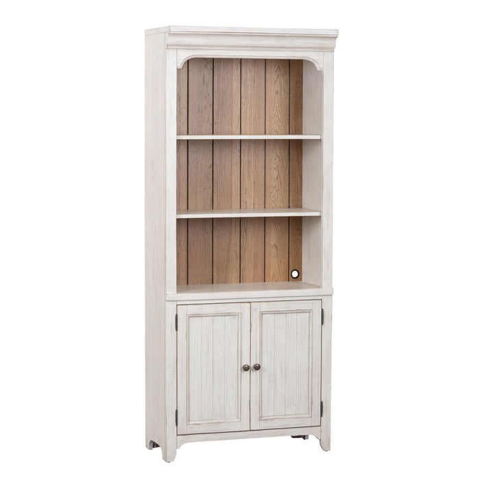 Farmhouse Reimagined - Bookcase - Antique White / Chestnut Tops – Standard Bookcases by Liberty Furniture at Furniture Wholesale Plus , Nashville furniture store