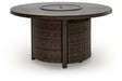 Monterey Point - Round Fire Pit Table - Dark Brown – Fire Pits by Signature Design by Ashley® at Furniture Wholesale Plus , Nashville furniture store