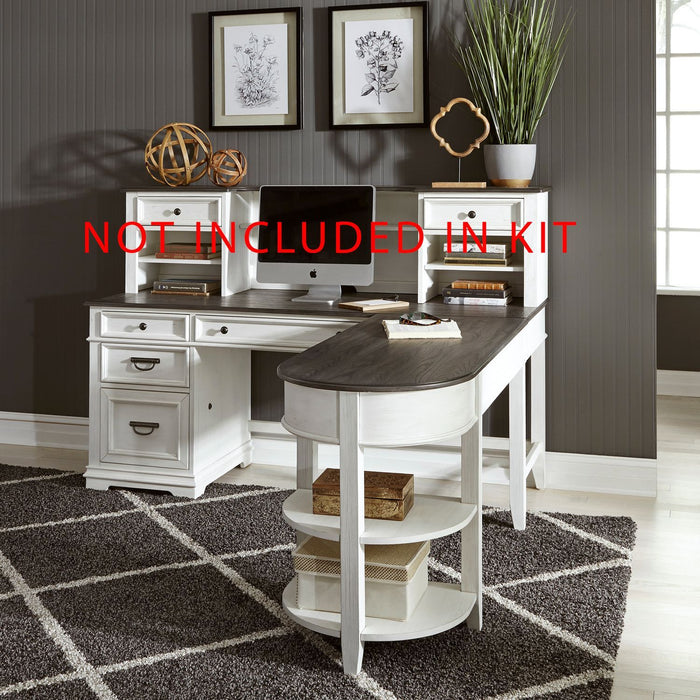 Allyson Park - Optional L Shaped Desk Set - Wirebrushed White / Charcoal – Corner Desks by Liberty Furniture at Furniture Wholesale Plus , Nashville furniture store