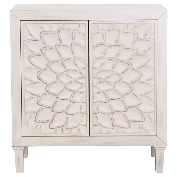 Clarkia - Accent Cabinet With Floral Carved Door - White – Accent Cabinets by CoasterElevations at Furniture Wholesale Plus , Nashville furniture store