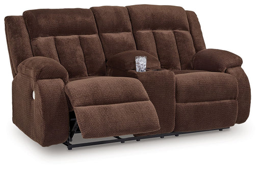 Free Wake - Double Relcining Power Loveseat With Console - Chocolate – Reclining Loveseats by Signature Design by Ashley® at Furniture Wholesale Plus , Nashville furniture store