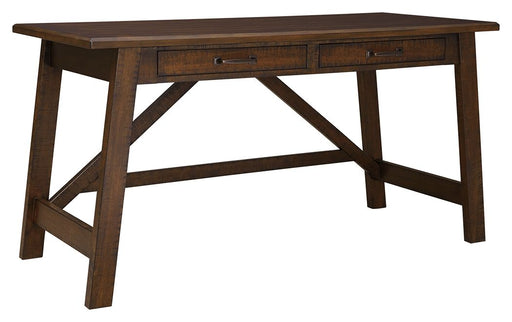 Baldridge - Rustic Brown - Home Office Large Leg Desk - Premium Writing Desks from Signature Design by Ashley® - Just $378! Shop now at Furniture Wholesale Plus  We are the best furniture store in Nashville, Hendersonville, Goodlettsville, Madison, Antioch, Mount Juliet, Lebanon, Gallatin, Springfield, Murfreesboro, Franklin, Brentwood