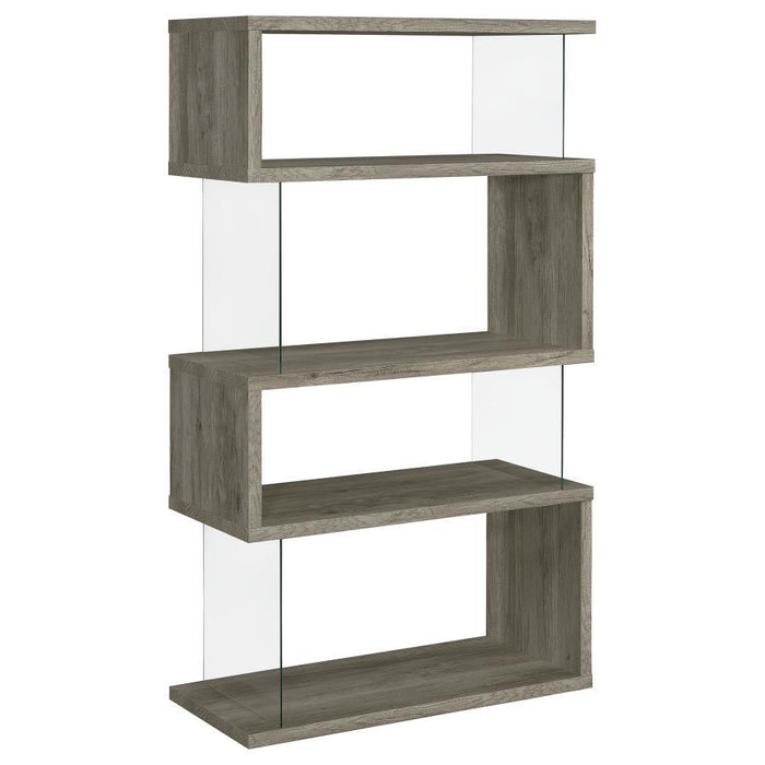 Emelle - 4-Shelf Glass Panel Bookshelf - Premium Standard Bookcases from CoasterEveryday - Just $229! Shop now at Furniture Wholesale Plus  We are the best furniture store in Nashville, Hendersonville, Goodlettsville, Madison, Antioch, Mount Juliet, Lebanon, Gallatin, Springfield, Murfreesboro, Franklin, Brentwood