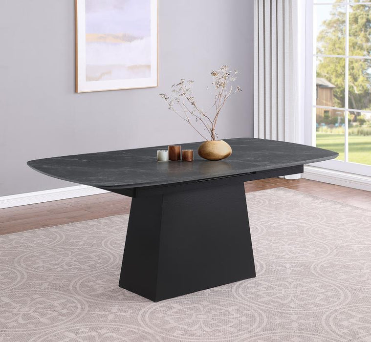 Potero - Faux Marble Extension Leaf Dining Table - Black - Premium Dining Tables with Extensions from Coaster Fine Furniture - Just $1149! Shop now at Furniture Wholesale Plus  We are the best furniture store in Nashville, Hendersonville, Goodlettsville, Madison, Antioch, Mount Juliet, Lebanon, Gallatin, Springfield, Murfreesboro, Franklin, Brentwood