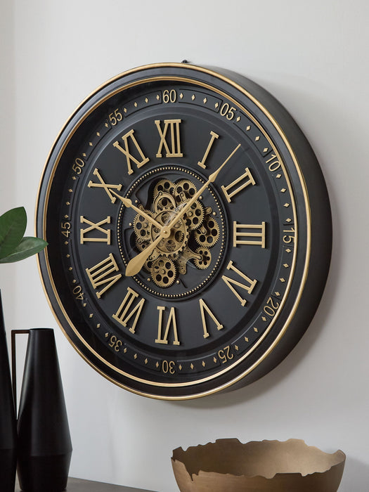 Dairton - Wall Clock - Black / Gold Finish – Wall Clocks by Signature Design by Ashley® at Furniture Wholesale Plus , Nashville furniture store