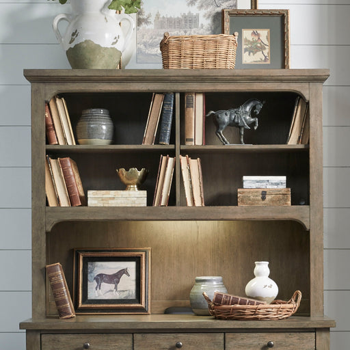 Americana Farmhouse - Credenza Hutch - Dusty Taupe – Hutches by Liberty Furniture at Furniture Wholesale Plus , Nashville furniture store