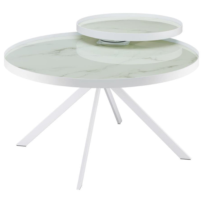 Briggs - Round Marble Printed Glass Top Coffee Table – Coffee Tables by Coaster Fine Furniture at Furniture Wholesale Plus , Nashville furniture store