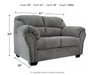 Allmaxx - Loveseat - Pewter – Stationary Loveseats by Benchcraft® at Furniture Wholesale Plus , Nashville furniture store