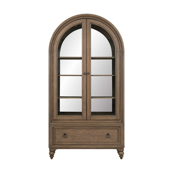Americana Farmhouse - Arched Display Cabinet - Dusty Taupe – Display Cabinets by Liberty Furniture at Furniture Wholesale Plus , Nashville furniture store