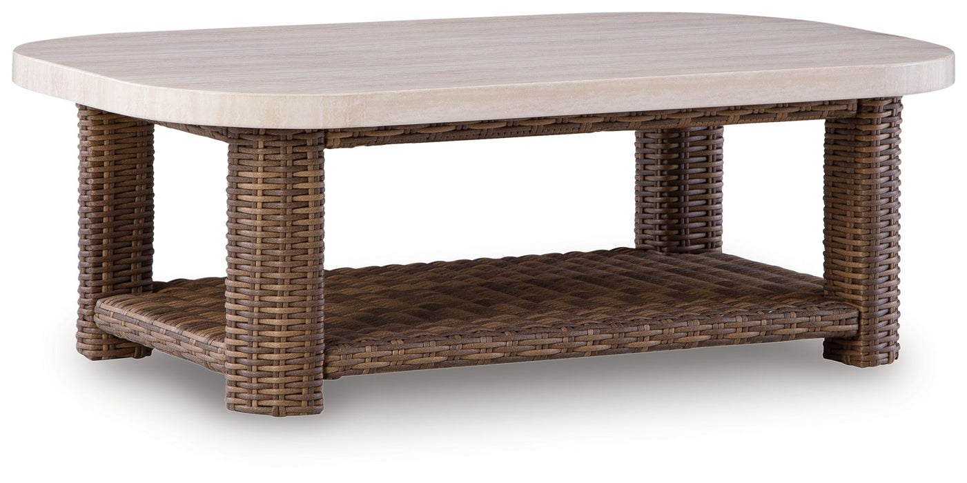 Dolan Creek - Rectangular Cocktail Table - Beige / Brown