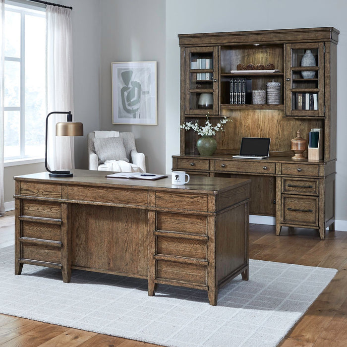 Carolina Park - 5 Piece Jr Executive Set - Amber Brown – 5 Piece Home Office Sets by Liberty Furniture at Furniture Wholesale Plus , Nashville furniture store