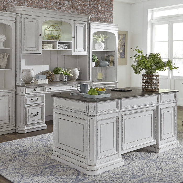 Magnolia Manor - 5 Piece Home Office Set (Complete Desk) - Antique White – 5 Piece Home Office Sets by Liberty Furniture at Furniture Wholesale Plus , Nashville furniture store