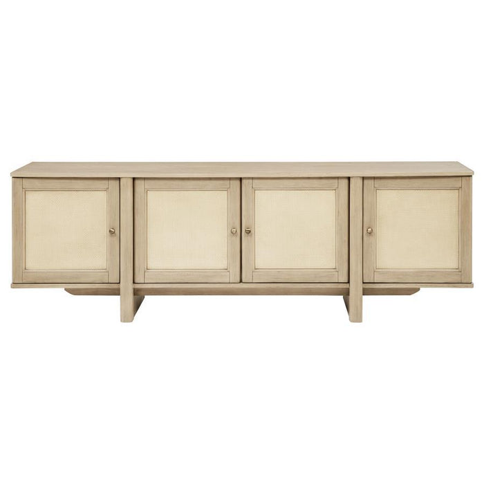 Kailani - 79" 4-door Cane TV Stand Media Console - Beige Oak – TV Stands by Coaster Fine Furniture at Furniture Wholesale Plus , Nashville furniture store