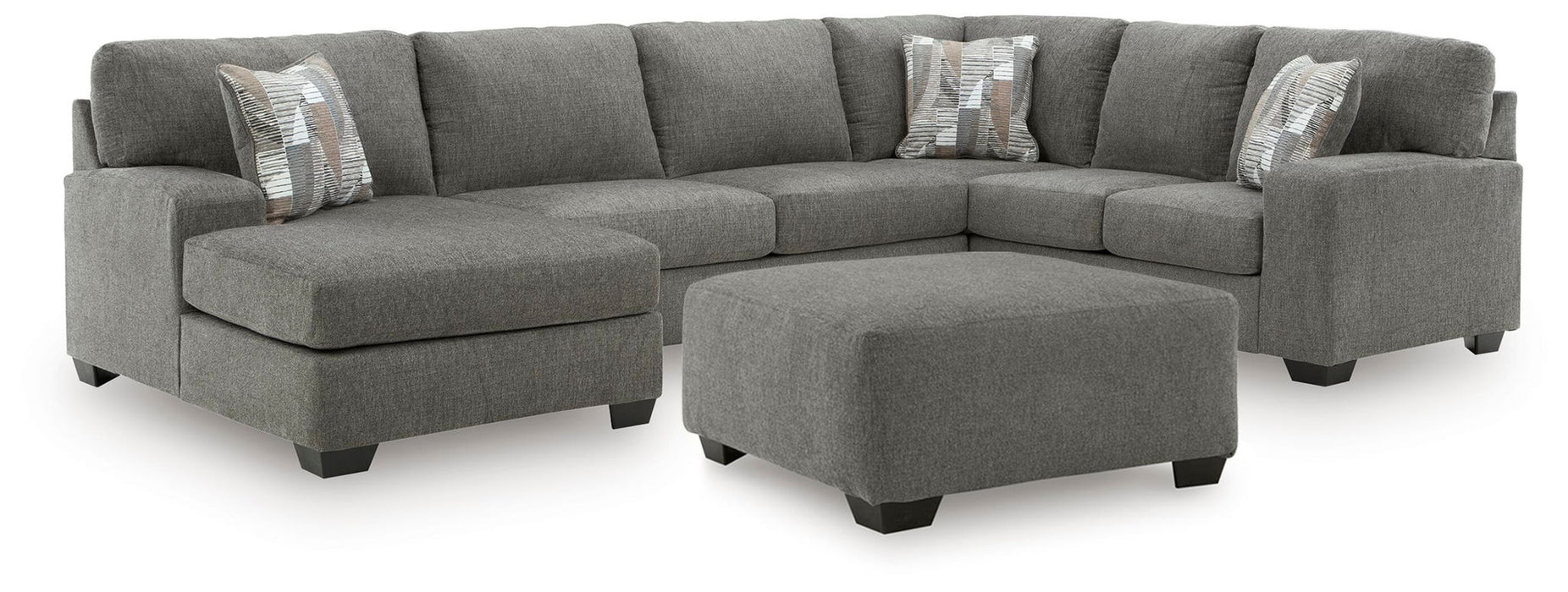 Clarington - 2 Pc. - 3-Piece Sectional And Oversized Ottoman - Greystone – 2 Piece Living Room Sets by Signature Design by Ashley® at Furniture Wholesale Plus , Nashville furniture store