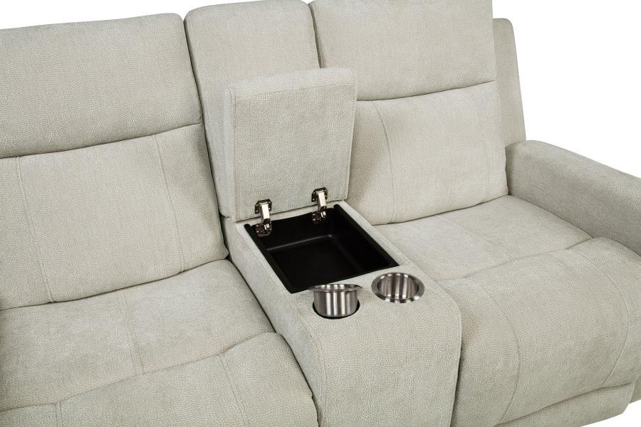 Kennett - Chenille Upholstered Power Reclining Loveseat - Ivory – Reclining Loveseats by Coaster Fine Furniture at Furniture Wholesale Plus , Nashville furniture store