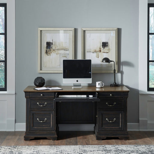 Meritage - Jr Executive Desk - Aged Charcoal – Executive Desks by Liberty Furniture at Furniture Wholesale Plus , Nashville furniture store