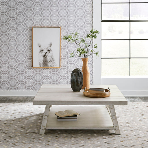 Modern Farmhouse - Oversized Square Cocktail Table – Cocktail Tables by Liberty Furniture at Furniture Wholesale Plus , Nashville furniture store