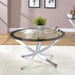 Brooke - Round Glass Top Coffee Table Metal Base – Coffee Tables by CoasterEssence at Furniture Wholesale Plus , Nashville furniture store