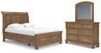 Feddinger - 3 Pc. - Queen Sleigh Storage Bed, Dresser And Mirror - Medium Brown – 3 Piece Bedroom Sets by Signature Design by Ashley® at Furniture Wholesale Plus , Nashville furniture store