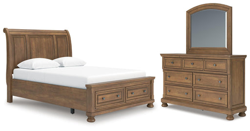 Feddinger - 3 Pc. - Queen Sleigh Storage Bed, Dresser And Mirror - Medium Brown – 3 Piece Bedroom Sets by Signature Design by Ashley® at Furniture Wholesale Plus , Nashville furniture store