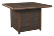 Paradise Trail - Medium Brown - Square Bar Table w/Fire Pit - Premium Fire Pits from Signature Design by Ashley® - Just $1418! Shop now at Furniture Wholesale Plus  We are the best furniture store in Nashville, Hendersonville, Goodlettsville, Madison, Antioch, Mount Juliet, Lebanon, Gallatin, Springfield, Murfreesboro, Franklin, Brentwood