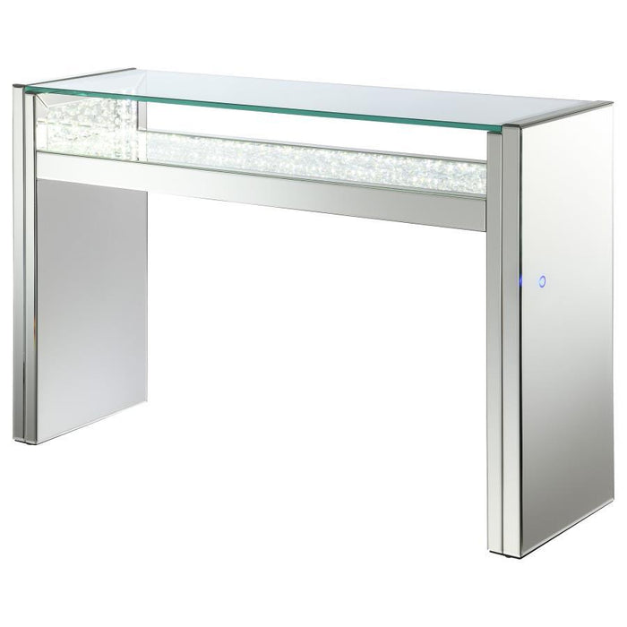 Edna - Mirrored Acrylic Console Table LED Lighting - Silver – Console Tables by CoasterElevations at Furniture Wholesale Plus , Nashville furniture store