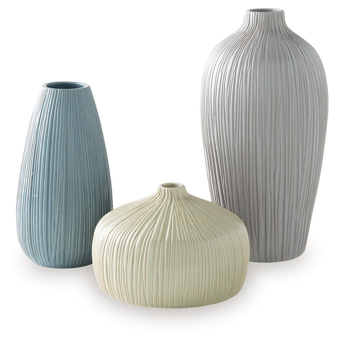 Eiderman - Vase Set (Set of 3) - Gray / Blue / Green – Vases & Jars by Signature Design by Ashley® at Furniture Wholesale Plus , Nashville furniture store