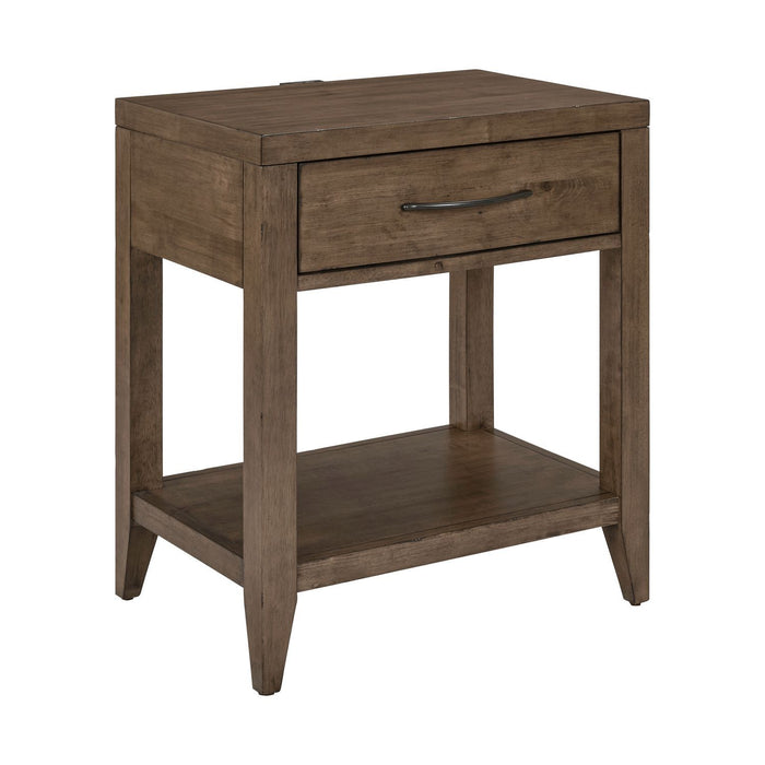 Shaker Lakes - Open Nightstand With Charging Station - Harvest Brown – Nightstands w/ Charging Stations by Liberty Furniture at Furniture Wholesale Plus , Nashville furniture store