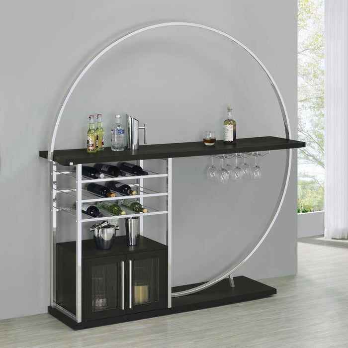 Risley - 2-Door Circular LED Home Bar With Wine Storage - Premium Home Bars from Coaster Fine Furniture - Just $589! Shop now at Furniture Wholesale Plus  We are the best furniture store in Nashville, Hendersonville, Goodlettsville, Madison, Antioch, Mount Juliet, Lebanon, Gallatin, Springfield, Murfreesboro, Franklin, Brentwood