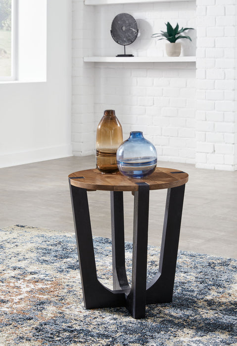 Hanneforth - Round End Table - Brown – End Tables by Signature Design by Ashley® at Furniture Wholesale Plus , Nashville furniture store