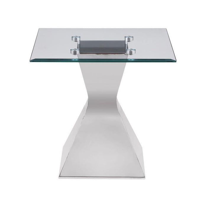 Jenny - Glass Top Stainless Steel Table – End Tables by CoasterEveryday at Furniture Wholesale Plus , Nashville furniture store