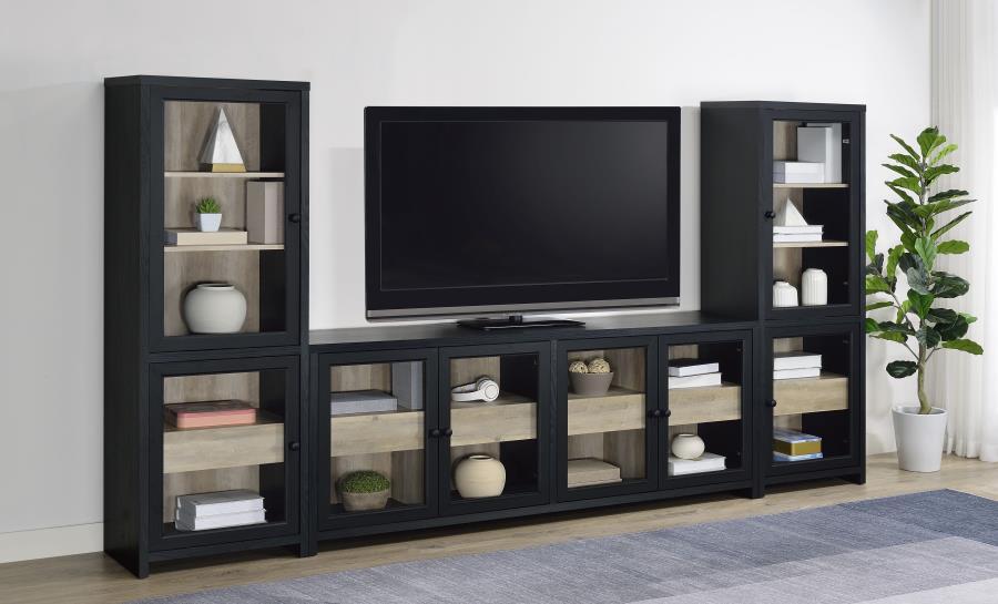 Denison - 3 Piece Entertainment Center 79" TV Stand - Black – Entertainment Centers by Coaster Fine Furniture at Furniture Wholesale Plus , Nashville furniture store