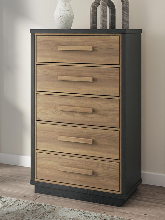 Kozmour - Five Drawer Chest - Black / Brown – Accent Chests by Signature Design by Ashley® at Furniture Wholesale Plus , Nashville furniture store