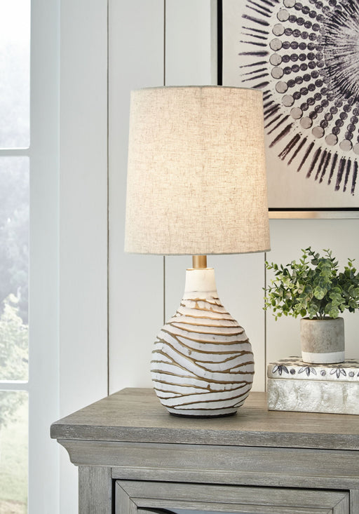 Aleela - Metal Table Lamp  - White / Gold Finish – Table Lamps by Signature Design by Ashley® at Furniture Wholesale Plus , Nashville furniture store