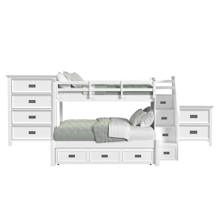 Hampton Kids - Bunk With Staircase And Trundle Bedroom Set – 3 Piece Bedroom Sets by Elements International at Furniture Wholesale Plus , Nashville furniture store