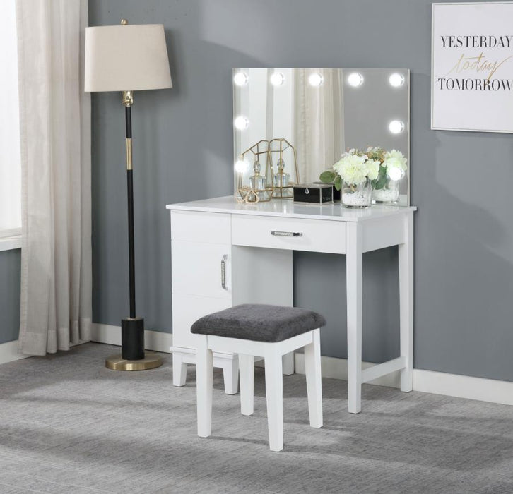 Elijah - Vanity Set With Lighting & Stool - White And Dark Gray – Vanity Sets by CoasterEveryday at Furniture Wholesale Plus , Nashville furniture store