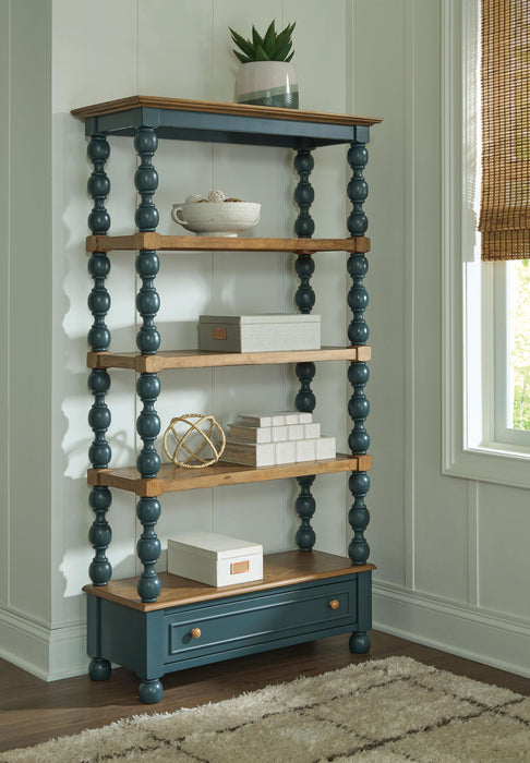 Finnworth - Bookcase - Blue / Brown – Standard Bookcases by Signature Design by Ashley® at Furniture Wholesale Plus , Nashville furniture store