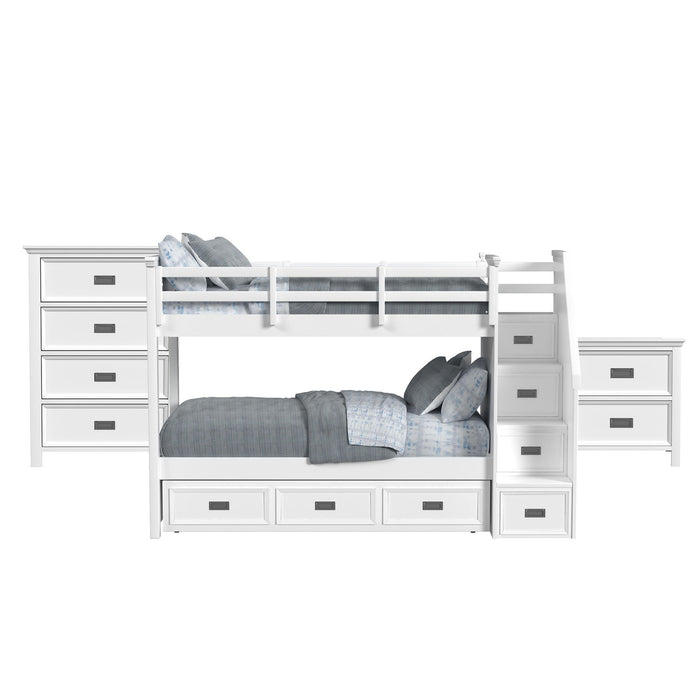 Hampton Kids - Bunk With Staircase And Trundle Bedroom Set – 3 Piece Bedroom Sets by Elements International at Furniture Wholesale Plus , Nashville furniture store