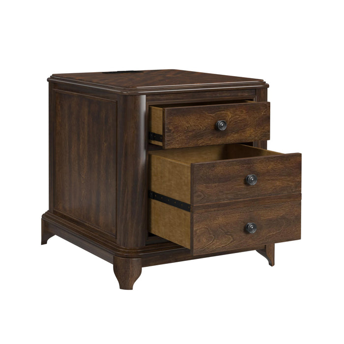 Phillipe - 2-Drawer Cabinet With USB - Cherry – Accent Nightstands by Elements International at Furniture Wholesale Plus , Nashville furniture store